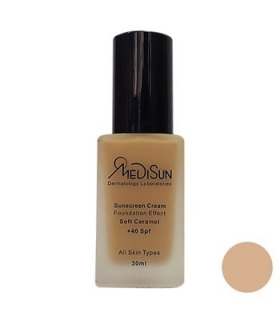  کرم پودر مدیسان SPF40 کارامل مناسب انواع پوست Medisun For All Skin SPF40 Foundation Soft Caramel 