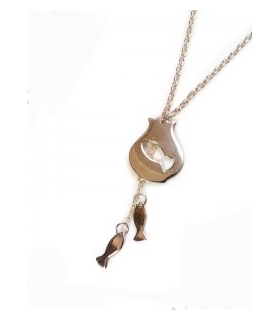 گردنبند دستساز نقره طرح تنگ و ماهی کد S139