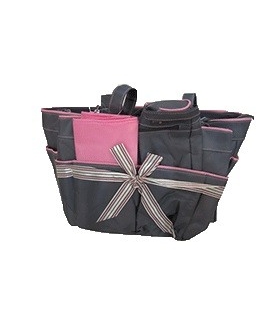 ساک لوازم کودک کارترز طوسی نوار صورتی Carters 1060 diaper bag