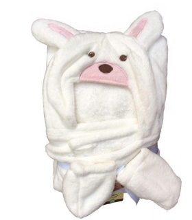 پتوی کلاهدار کارترز با پاپوش سفید طرح خرگوش صورتی Carters pink rabbit Blankets