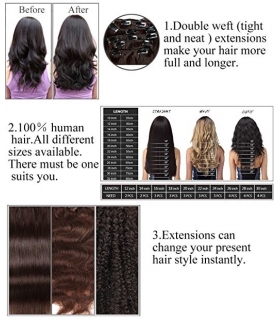 مو تکه ای زنانه دو رنگ جنریک 10inch Brown to Blonde Ombre Hair Extensions Double Weft Full Head Clip
