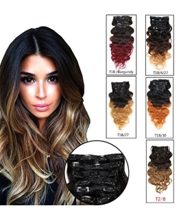 مو تکه ای زنانه دو رنگ جنریک 10inch Brown to Blonde Ombre Hair Extensions Double Weft Full Head Clip