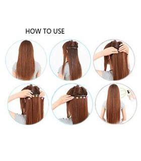 مو تکه ای بلند و موج دار Abwin 20 Inch Curly Curl Wavy Clip in Hair Extensions