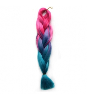 مو تکه ای بافته شده دو رنگ Abwin Peach Pink to Sky Blue Twist Hair Extension