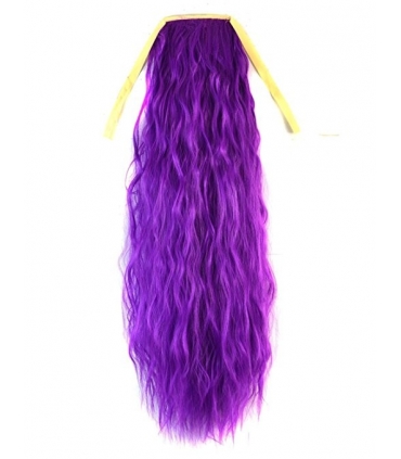 مو تکه ای بلند بنفش دم اسبی Abwin Purple Color Long Ponytail Pony Curly Wave Clip Tie