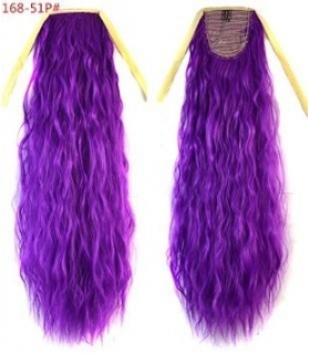مو تکه ای بلند بنفش دم اسبی Abwin Purple Color Long Ponytail Pony Curly Wave Clip Tie