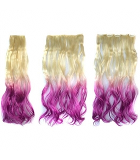 مو تکه ای زنانه و دخترانه دو رنگ ABWIN Beige to Violet Hair Extension for Woman