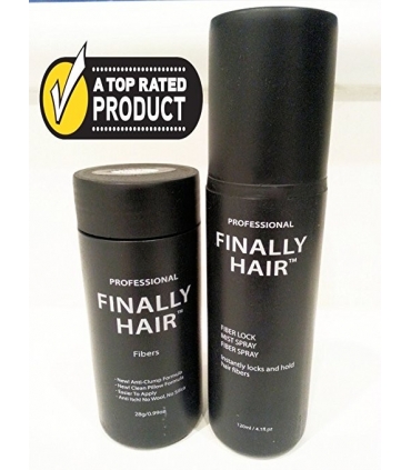 پودر پرپشت کننده مو و اسپری تثبیت کننده Building Fibers 28g Bottle of Fibers and Finally Hair of Fiber Lock Hair Spray