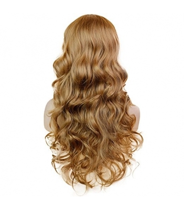 کلاه گیس (پوستیژ) زنانه بلند عسلی حالت دار چتری کج Long  Wigs TF1129