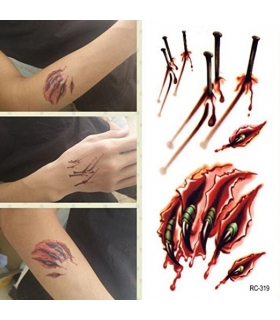زخم مصنوعی جای میخ و چنگ Waterproof Temporary Tattoo Fake Sticker Nails Scar