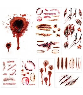 کیت زخم مصنوعی گریم 10 Different Sheets of Bleeding Wound, Scar Blood Long Lasting Body Art