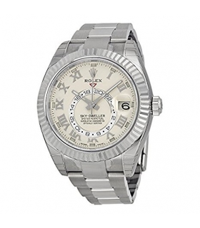 ساعت مچی مردانه رولکس اتوماتیک Rolex Sky Dweller Ivory Roman Dial GMT 18k White Gold Mens Watch 326939IVRO