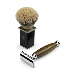دسته تیغ و قلم موی کف اصلاح داناوان A.P. Donovan Luxury safety razor from green juniper wood