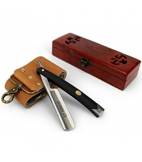 دسته تیغ و ست لوازم اصلاح داناوان Donovan Solid 7/8" straight Razor cut throat razor