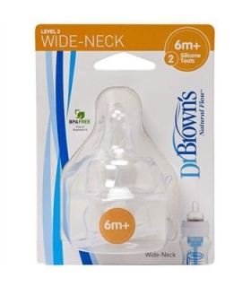 سر شیشه دکتر براون 2 عددی 6 ماهه لول 3 دی 382 Dr Brown's Teats D382 for 6m Level 3