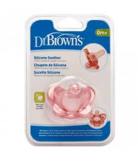 پستانک دکتر براون صورتی دی جی 11003 بدو تولد Dr Browns Pink 0m Pacifier DG11003