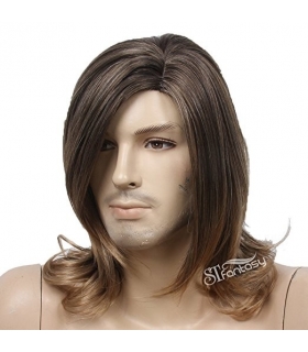 کلاه گیس (پوستیژ) زنانه مردانه متوسط حالت دار آمبره قهوه ای بلوند Men Medium length Curly Wavy