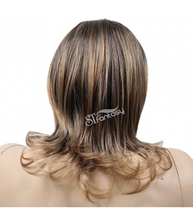 کلاه گیس (پوستیژ) زنانه مردانه متوسط حالت دار آمبره قهوه ای بلوند Men Medium length Curly Wavy