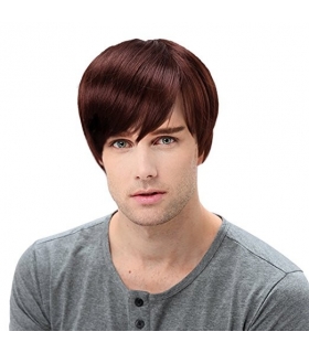 کلاه گیس (پوستیژ) مردانه مدل لخت کوتاه ماهگونی Mens Wig Short Straight