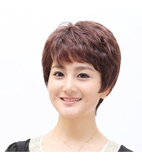 کلاه گیس گو اکشن زنانه طبیعی و کوتاه Gooaction Short Slight Curl Women Wig Human Hair