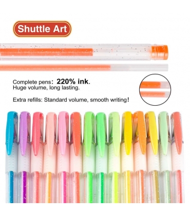 خودکار ژله ای 80 رنگ شاتل آرت بهمراه 80 مغزی اضافه Shuttle Art Gel Pen 80 Colored Gel Pens 80 Refills