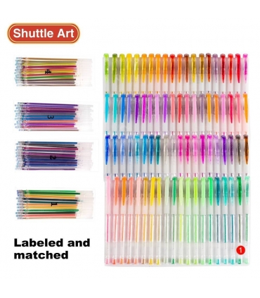 خودکار ژله ای 80 رنگ شاتل آرت بهمراه 80 مغزی اضافه Shuttle Art Gel Pen 80 Colored Gel Pens 80 Refills