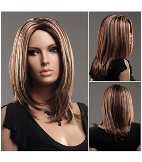 کلاه گیس گو اکشن زنانه مدل متوسط و صاف مش Gooaction Medium Gold And Brown With Blonde Highlights Wig