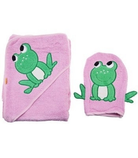 حوله کلاهدار و لیف بات طرح قورباغه Baat 204 Frog Baby Towel And Mitt