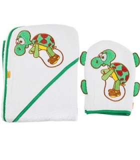 حوله کلاهدار و لیف بات طرح لاک پشت Baat 204 Turtle Baby Towel And Mitt