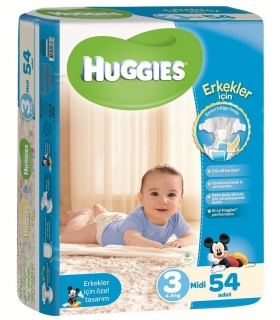 پوشک هاگیز پسرانه بسته 54 عددی سایز 3 Huggies 1369 Diaper Size 3 Pack of 54
