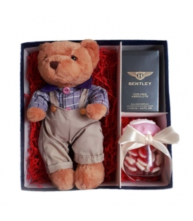 پک هدیه عطر با خرس و پاستیل