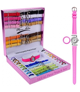 ساعت مچی زنانه لاکچری گیفتز با 21 بند و حلقه قابل تعویض  Luxury Gifts Inc 42pcs Premium Interchangeable Ladies Watch set
