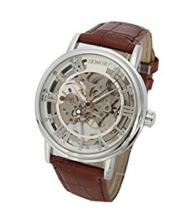 ساعت مچی مردانه سور مکانیکال اسکلتون وینتیج استایل SEWOR Men's Mechanical Skeleton Transparent Vintage Style Watch