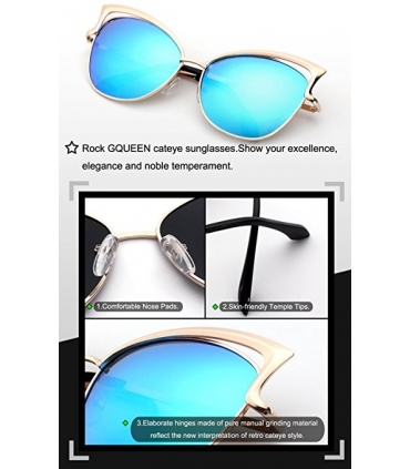 عینک آفتابی زنانه جی کوئین پولارایزد گربه ای GQUEEN Women's Polarized Cat Eye Sunglasses