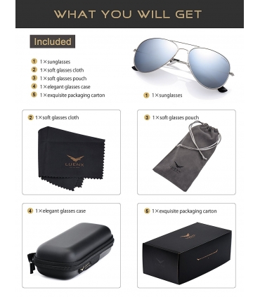 عینک آفتابی زنانه مردانه لوئنکس پولارایزد LUENX Aviator Polarized Sunglasses 