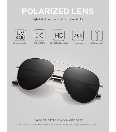 عینک آفتابی زنانه مردانه لوئنکس پولارایزد LUENX Aviator Polarized Sunglasses 
