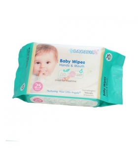 دستمال مرطوب کودک بیبی سیل بسته 25 عددی Babisil Cleansing Wipes For Baby