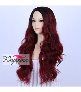 کلاه گیس زنانه کریزما قرمز شرابی Kryssma Wine Red Synthetic Wigs for Women