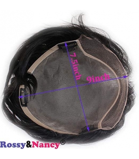 کلاه گیس مردانه رسی اند نانسی مدل تکه ای Rossy&Nancy Human Hair Toupee Black