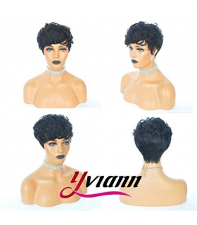کلاه گیس زنانه وای وین کوتاه حالت دار Yviann Short Black Human Hair