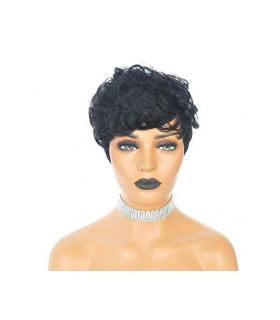 کلاه گیس زنانه وای وین کوتاه حالت دار Yviann Short Black Human Hair