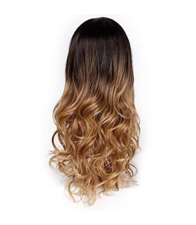 کلاه گیس زنانه کویینز موج دار مشکی و قهوه ای AISI QUEENS Wigs Long Black to Brown Wavy Wigs for Women