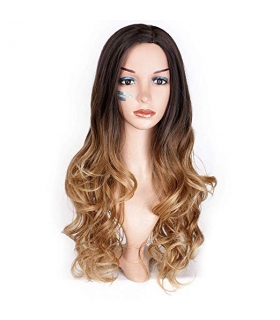 کلاه گیس زنانه کویینز موج دار مشکی و قهوه ای AISI QUEENS Wigs Long Black to Brown Wavy Wigs for Women
