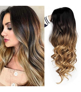 کلاه گیس زنانه کویینز موج دار مشکی و قهوه ای AISI QUEENS Wigs Long Black to Brown Wavy Wigs for Women