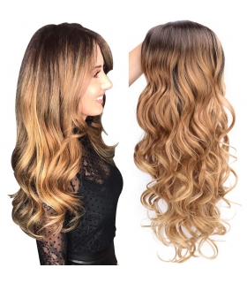 کلاه گیس زنانه کویینز موج دار مشکی و قهوه ای AISI QUEENS Wigs Long Black to Brown Wavy Wigs for Women