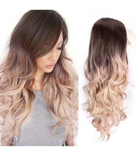 کلاه گیس زنانه کویینز موج دار مشکی و قهوه ای AISI QUEENS Wigs Long Black to Brown Wavy Wigs for Women