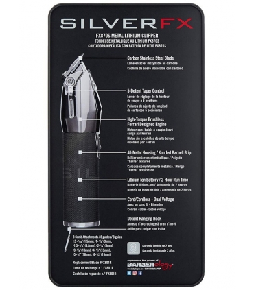 ماشین اصلاح سر بابیلیس پرو کلیپر سیلور اف ایکس متال لیتیوم BabylissPro SilverFX Metal Lithium Clipper
