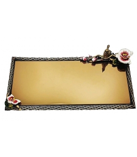 رولت خوری برنجی آنتیک مینا کاری گنجشک و گل ارکید jelly roll serving tray