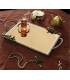 سینی مستطیلی برنجی آنتیک میناکاری گنجشک و بلوط Antique brass Rectangular tray