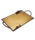 سینی مستطیلی برنجی آنتیک میناکاری گنجشک و بلوط Antique brass Rectangular tray